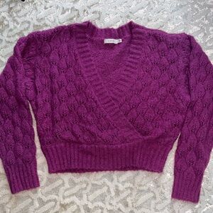 Lush Deep Purple cropped  V-Neck Sweater